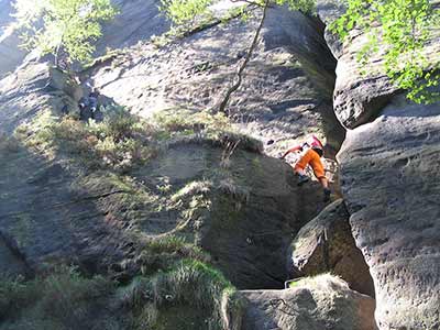 An diesem Grat führt die Zwillingsstiege empor